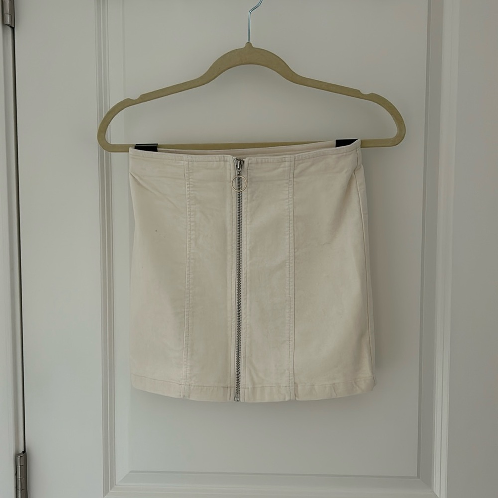 Cream Corduroy Mini Skirt